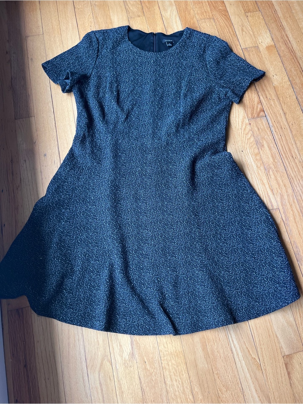 Ann Taylor Black White Stretchy Fit & Flare Short Sleeve Dress